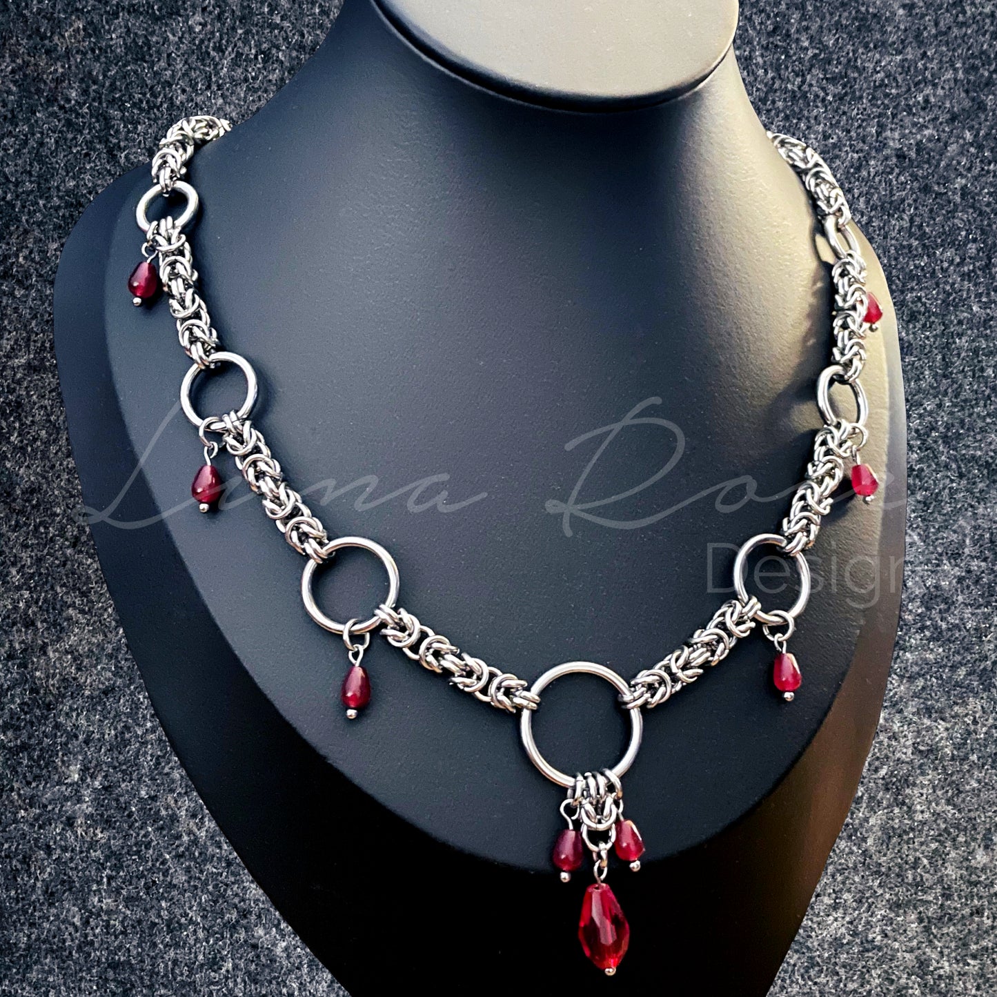 Claudia, Stainless Steel & Czech Glass Necklace