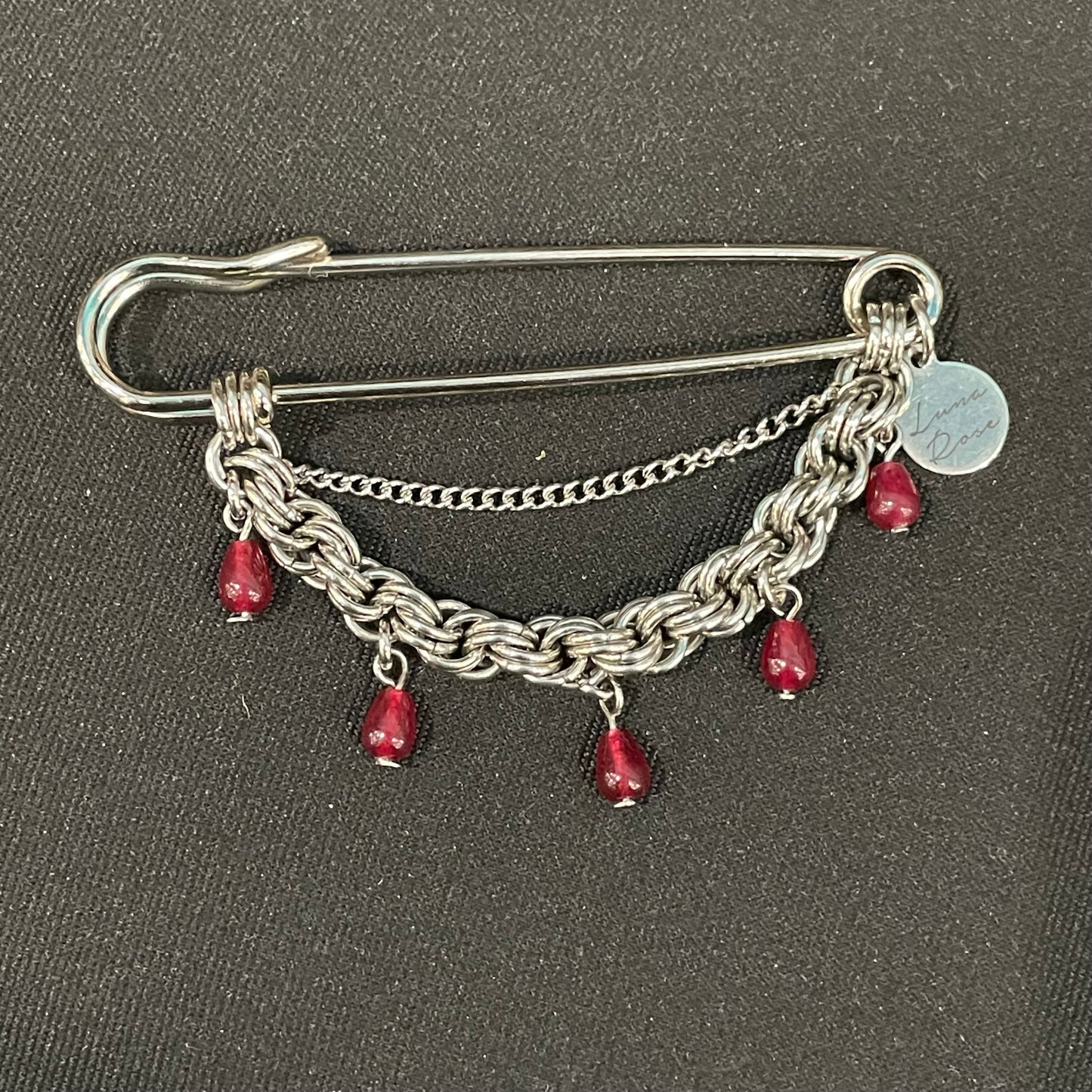 Esme, Stainless Steel & Czech Glass Brooch