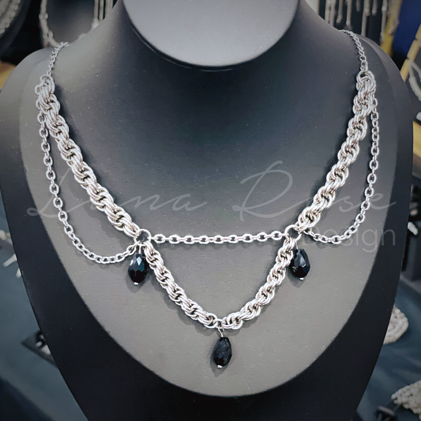 Drusilla, Stainless Steel & Czech Glass Necklace